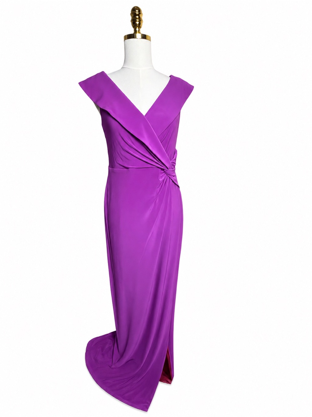 Lauren Ralph Lauren Purple Portrait Collar Twist Gown NWT Size 8